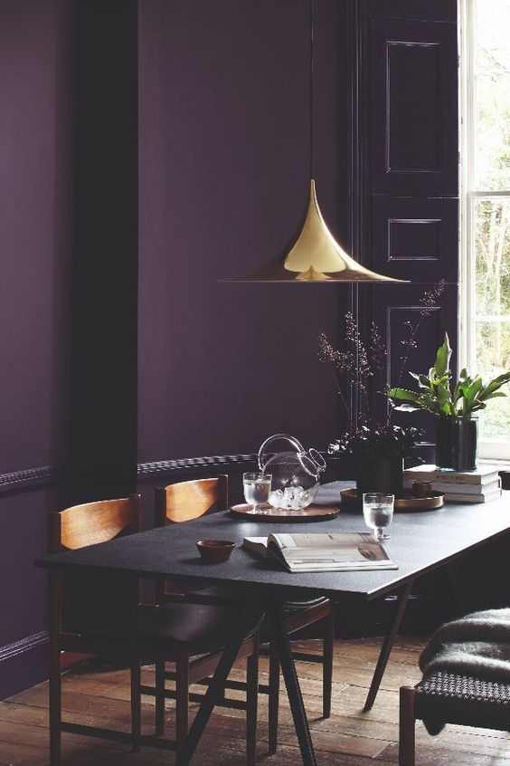 10 Rooms With Colour Done The Right Way! Deep-Aubergine-Dining-Area