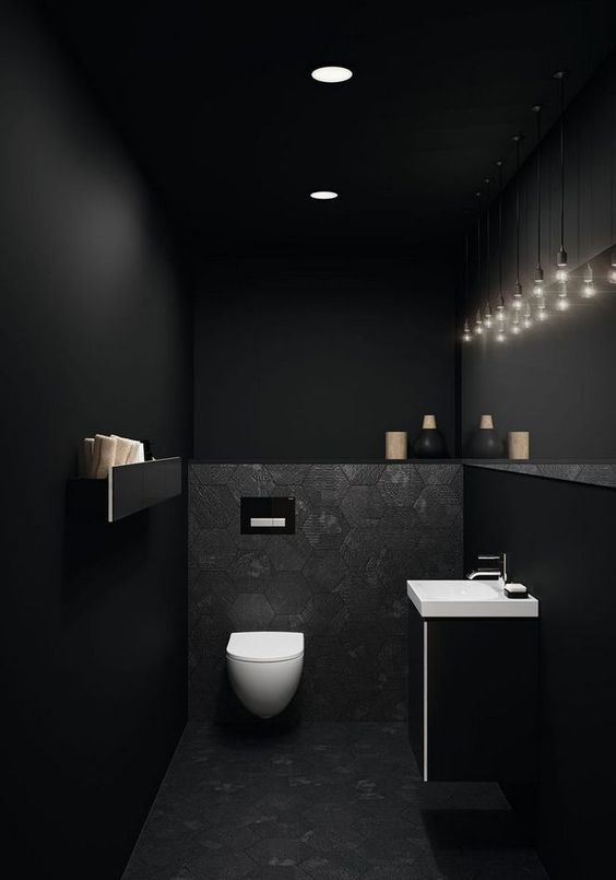 11 Beautiful Rooms For Black Interiors Inspiration - Black Powder Room